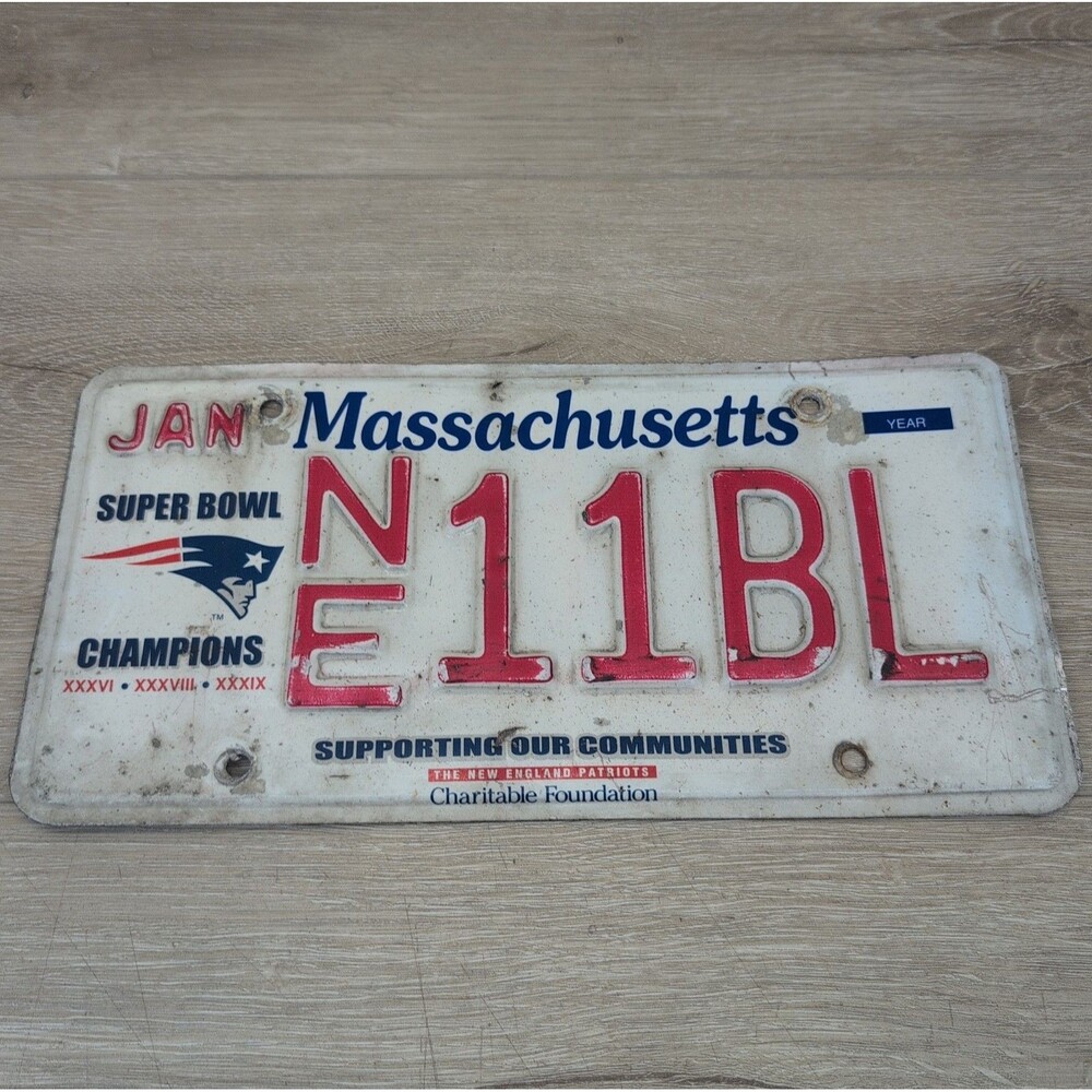 New England Patriots Three Time Super Bowl Champion Massachusetts License Plate